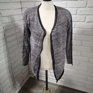 Selection Ladies Size Medium Black & Grey Straight Fit Open Cardigan
